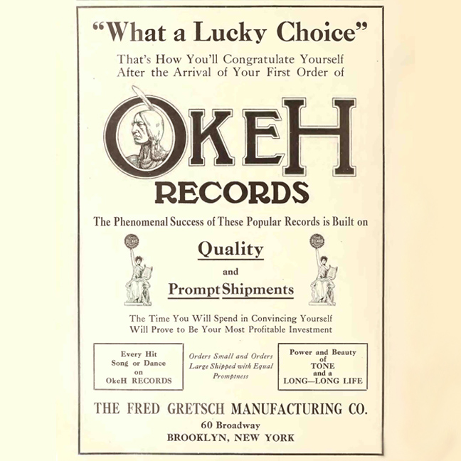 One-Hundred-Year-Old Gretsch Ad Touts Benefits Of Another 100-Year-Old Music Survivor, OKeh Records